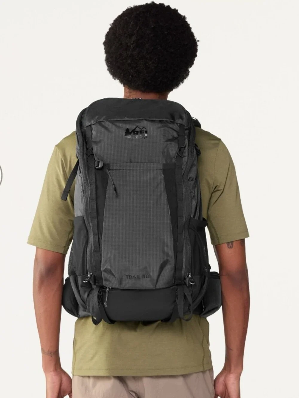 REI Trail 40 Men's Large  Hiking Black Backpack, Exc Condition